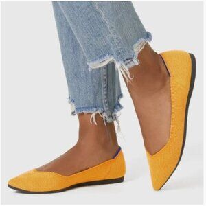 Rothys The Point Ballet Flats Pointed Toe Slip On Flat Shoes Shoe Yellow Size 6